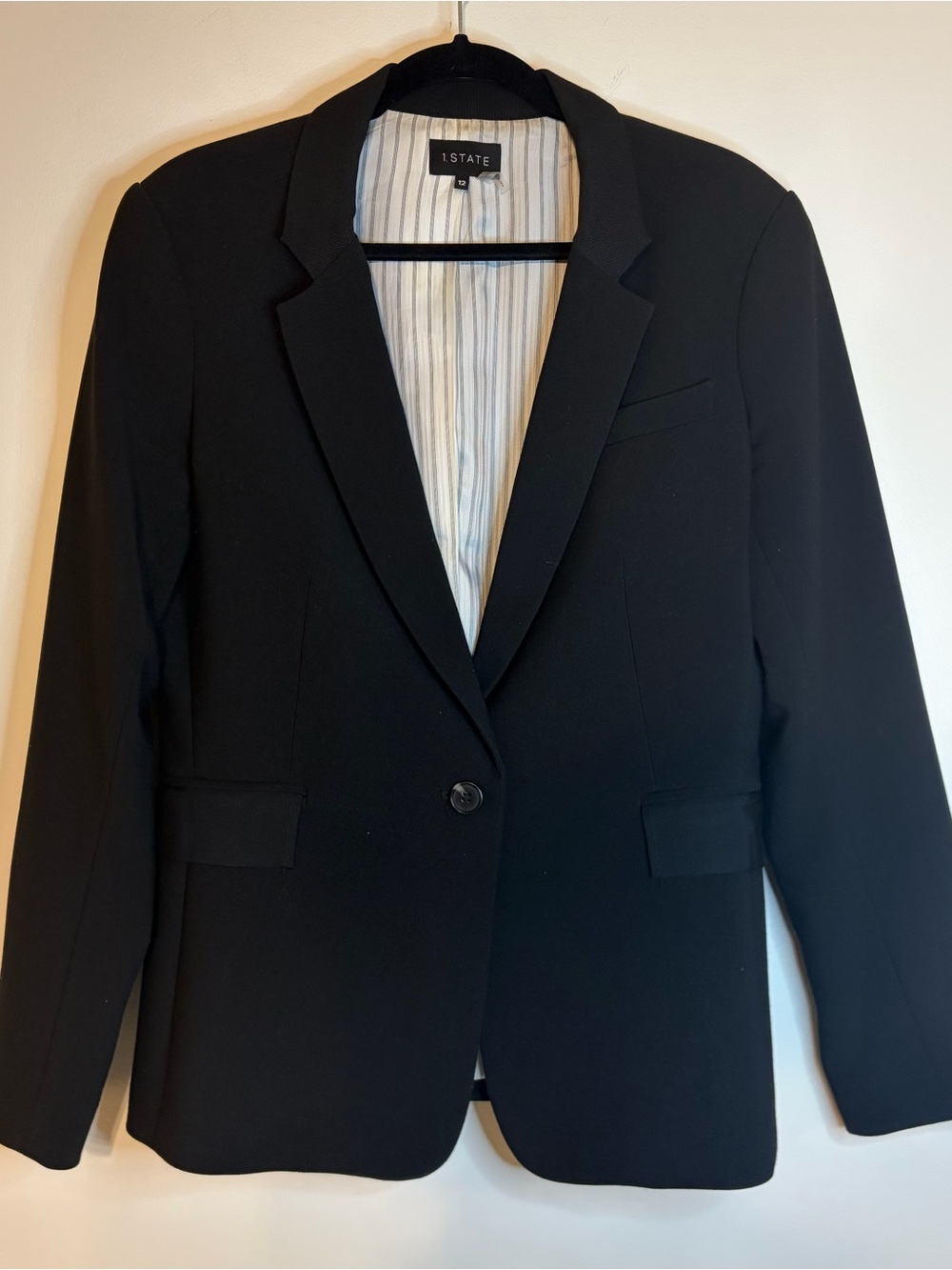 1. State Women's Black Tailored Single-Button Blazer - Sz 12